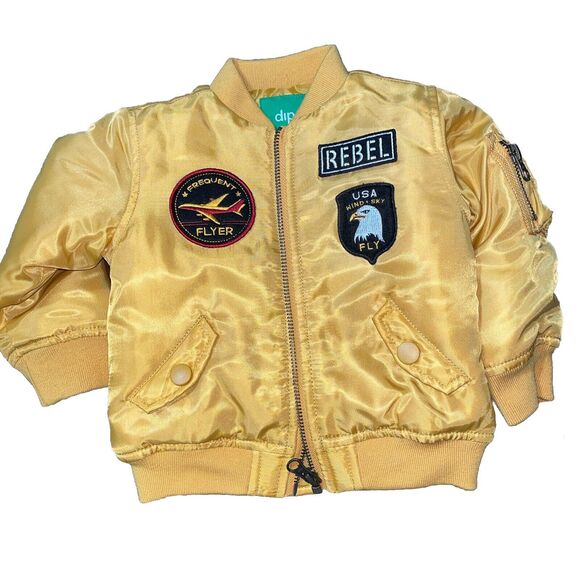 dip Yellow‎ Infant Bomber Pilot Jacket (Size 6-12M) Frequent Flyer USA Wind &Sky - Picture 1 of 11